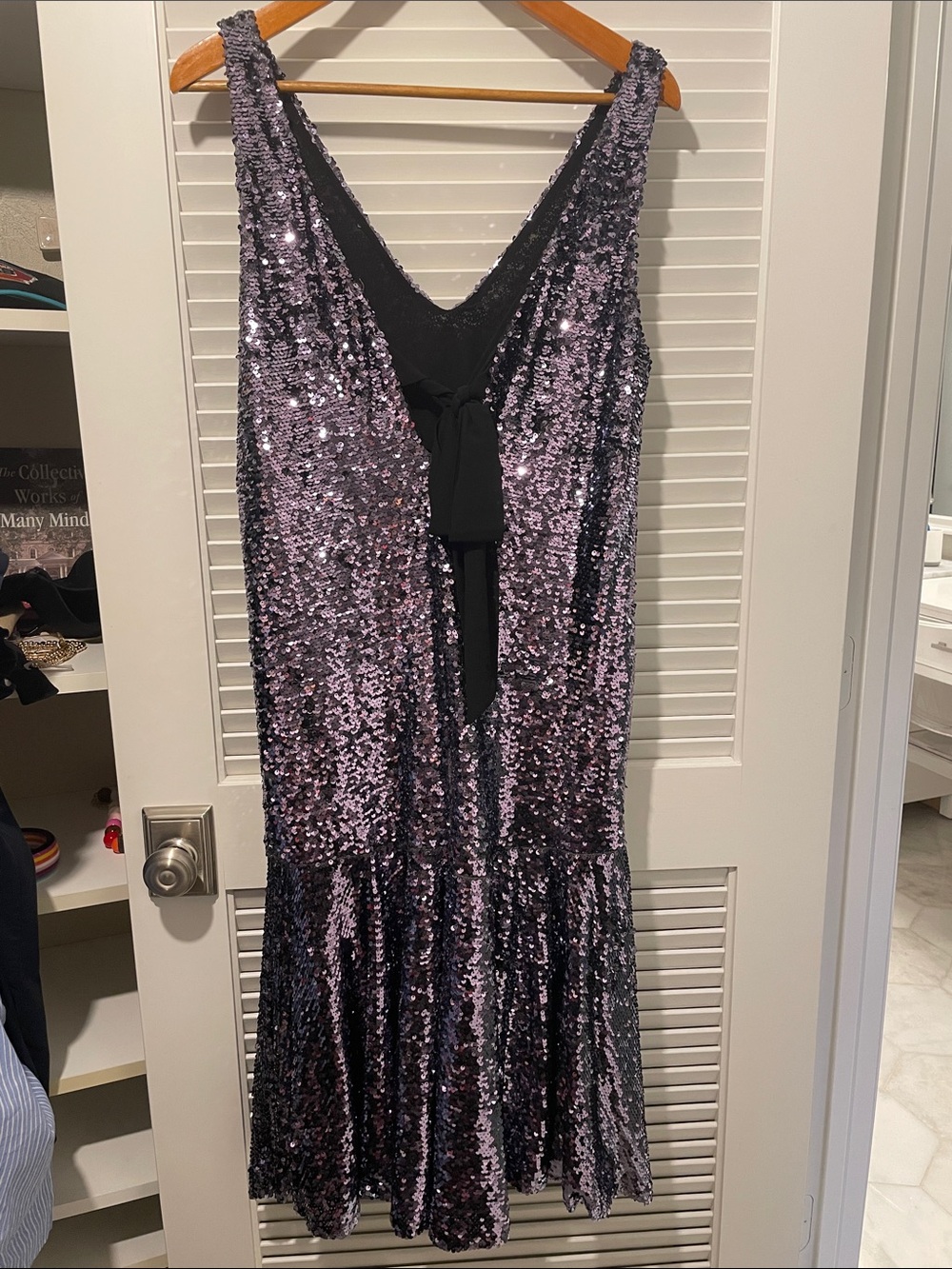 Anthropologie Sequined V-Neck Cocktail Dress in Lavender